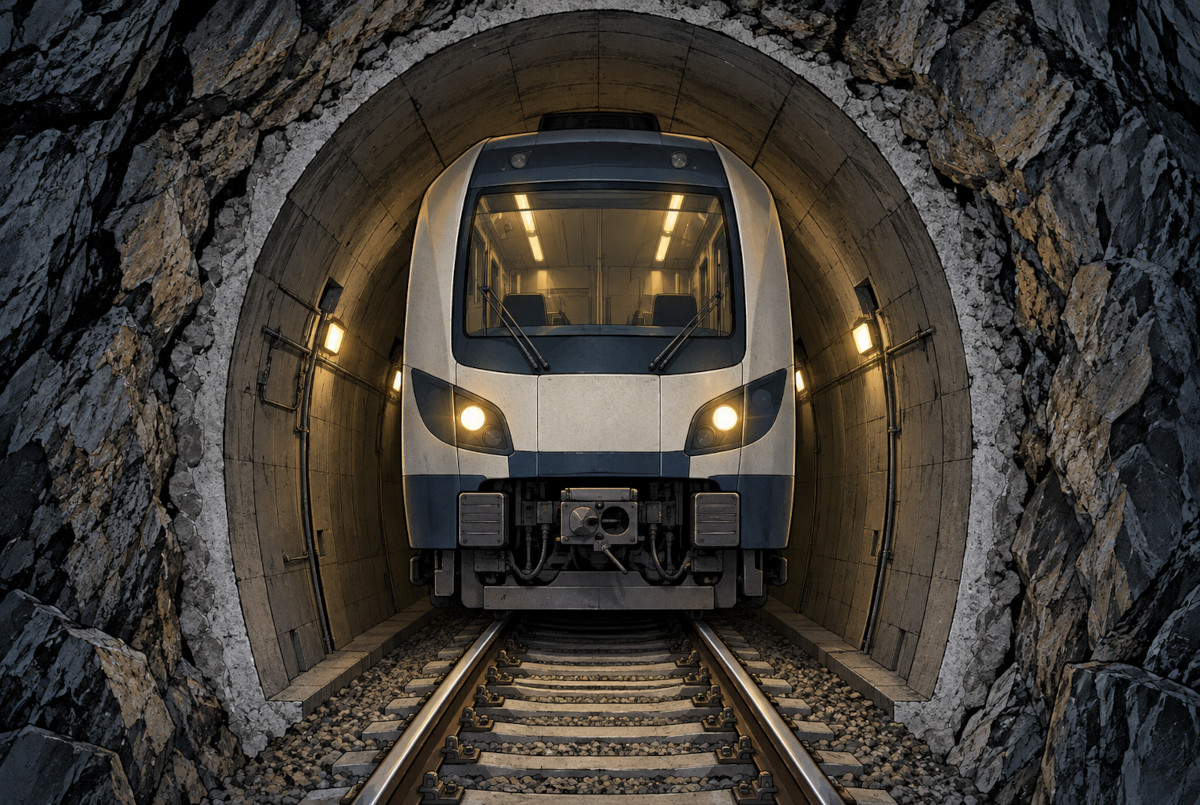 狭軌鉄道の車両とトンネルのガバリを説明するイメージ