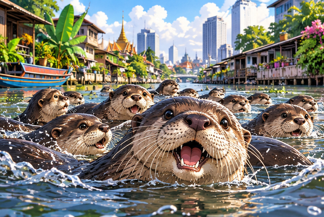 タイの運河にカワウソ20匹超、なぜ突然？ 40年住む住民も初めて見た「2つの群れ」