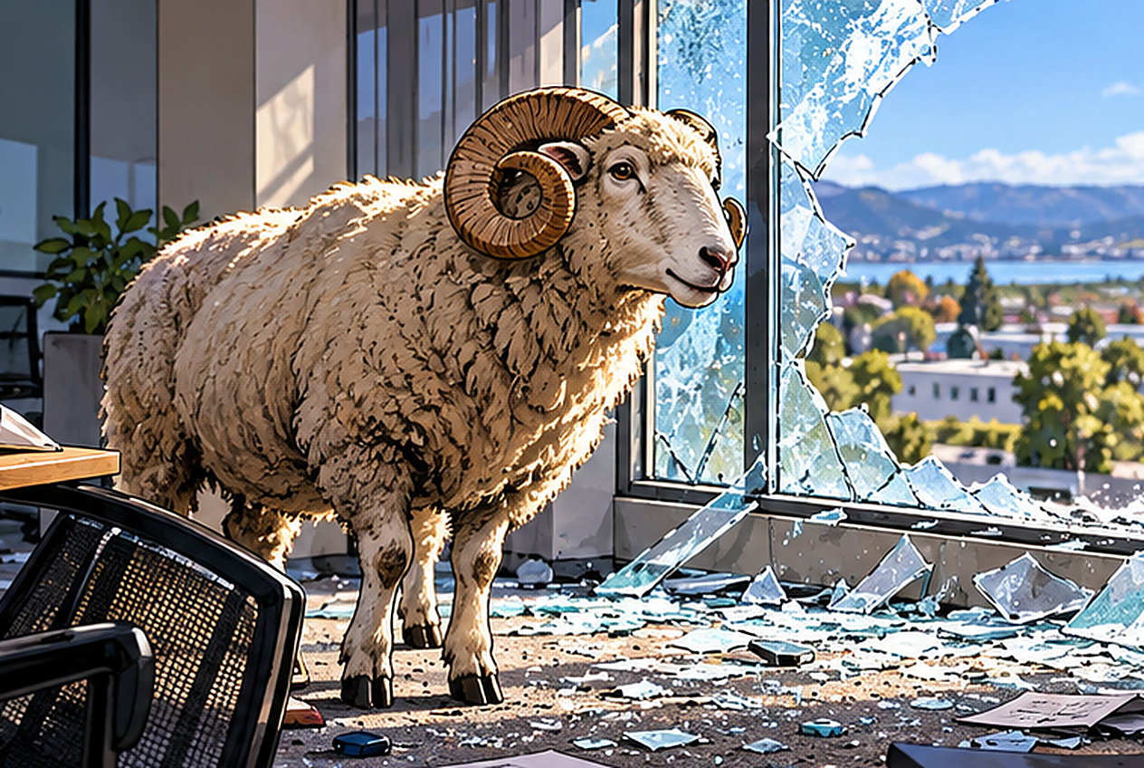 自分にケンカを売った羊!?――逃走3日、窓を破って事務所を荒らした「本物のラム・レイド」